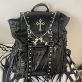 Goth Y2k Black Punk Rivet Chain Skeleton Fashion Backpack Bag